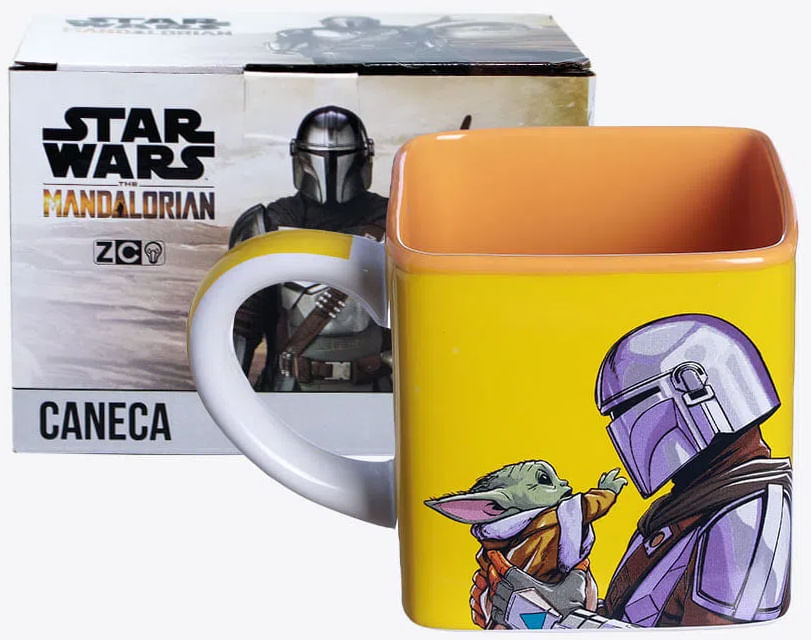 Caneca Cubo Mandalorian e Baby Yoda - Star Wars