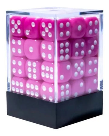 Central Dice - 36 D6 De 12mm - Opaco Rosa E Branco