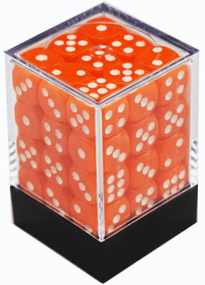 Central Dice - 36 D6 de 12mm - Opaco Laranja e Branco