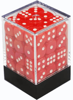 Central Dice - 36 D6 de 12mm - Opaco Vermelho e Branco
