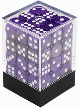 Central Dice - 36 D6 de 12mm - Mármore Roxo e Branco
