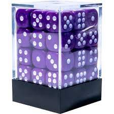 Central Dice - 36 d6 de 12mm: Opaco Roxo e Branco