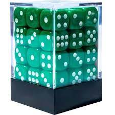 Central Dice - 36 d6 de 12mm: Opaco Verde e Branco