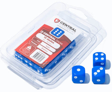 Central Dice - D6 de 16mm - Opaco Azul e Branco