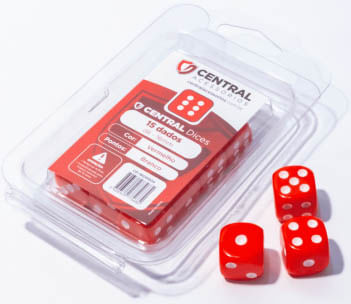 Central Dice - D6 de 16mm - Opaco Vermelho e Branco