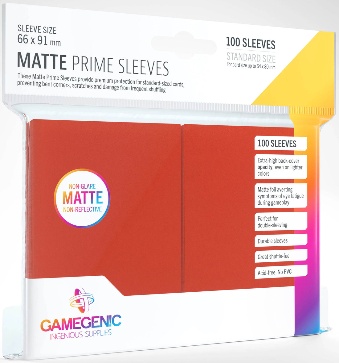 Gamegenic - Matte Prime Sleeves (Vermelho)