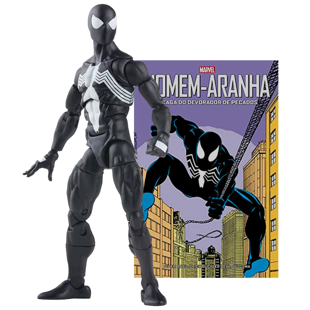 KIT Symbiote Spider-Man Marvel Legends + A Saga do Devorador de Pecados