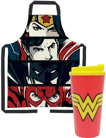 Kit Mulher-Maravilha (Avental Liga da Justiça + Copo de Plástico Mulher-Maravilha)