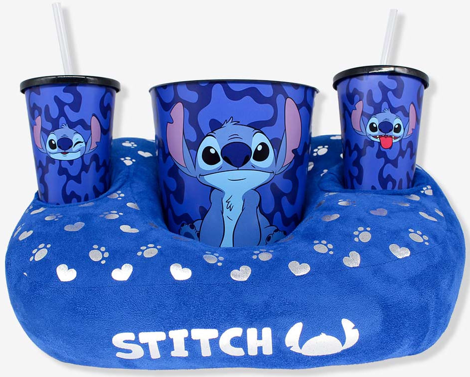 Kit Balde de Pipoca + Almofada + Copos - Stitch