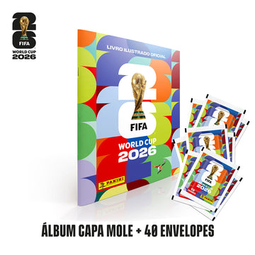 Pack Álbum Capa Cartão (Mole) + 40 Envelopes c/ 7 Figurinhas Cada - FIFA WORLD CUP 2026