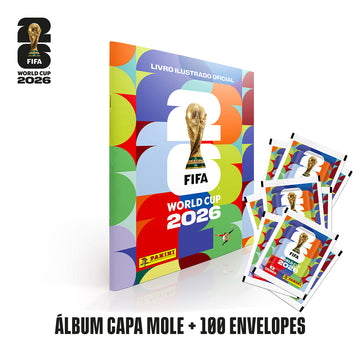 Pack Álbum Capa Cartão (Mole) + 100 Envelopes c/ 7 Figurinhas Cada - FIFA WORLD CUP 2026