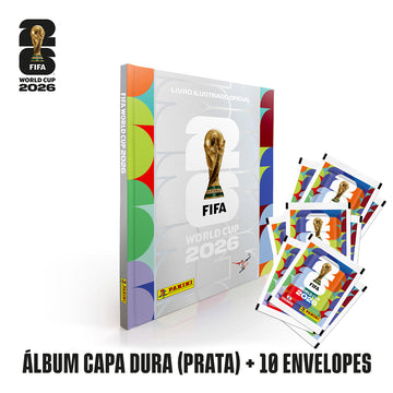 Pack Álbum Capa Dura (Prata) + 10 Envelopes c/ 7 Figurinhas Cada - FIFA WORLD CUP 2026
