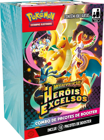 Pokémon TCG - Combo Pacotes de Booster - Mega Evolução - Heróis Excelsos