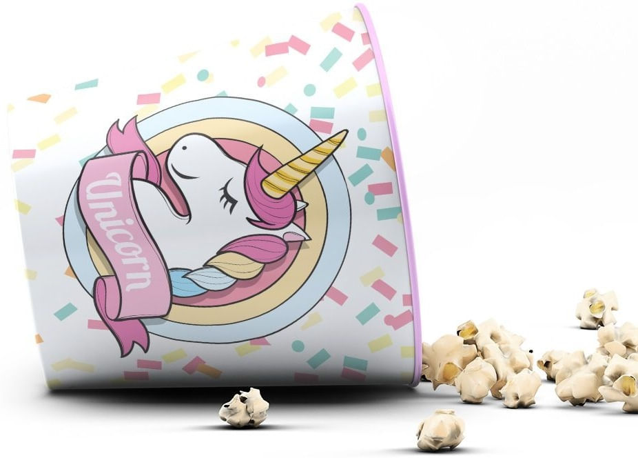 Balde de Pipoca Unicórnio Confete