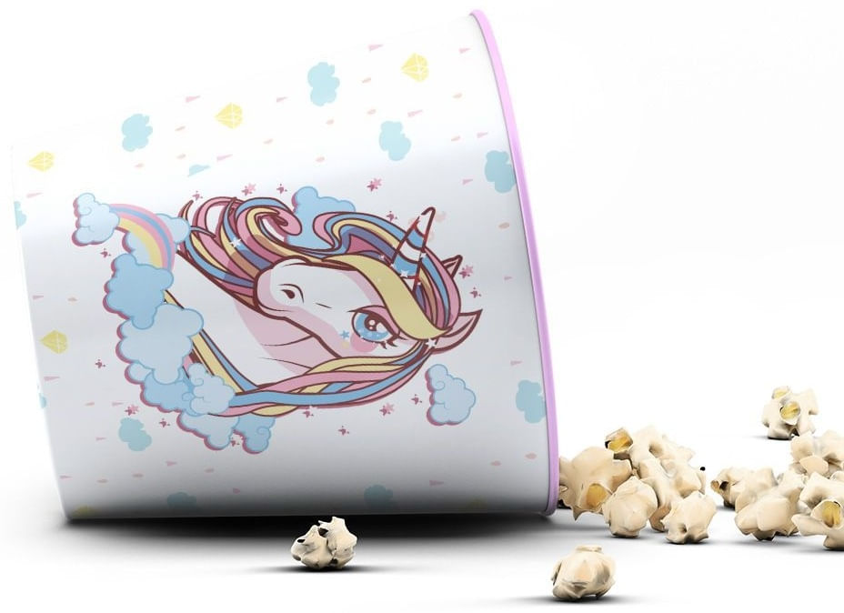 Balde de Pipoca Unicórnio Nuvem