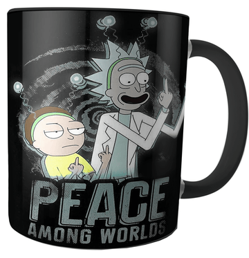 Caneca Rick and Morty - Peace Among Worlds - Middle Finger