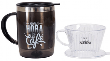 Caneca Térmica com Filtro - Agora é Hora do Café