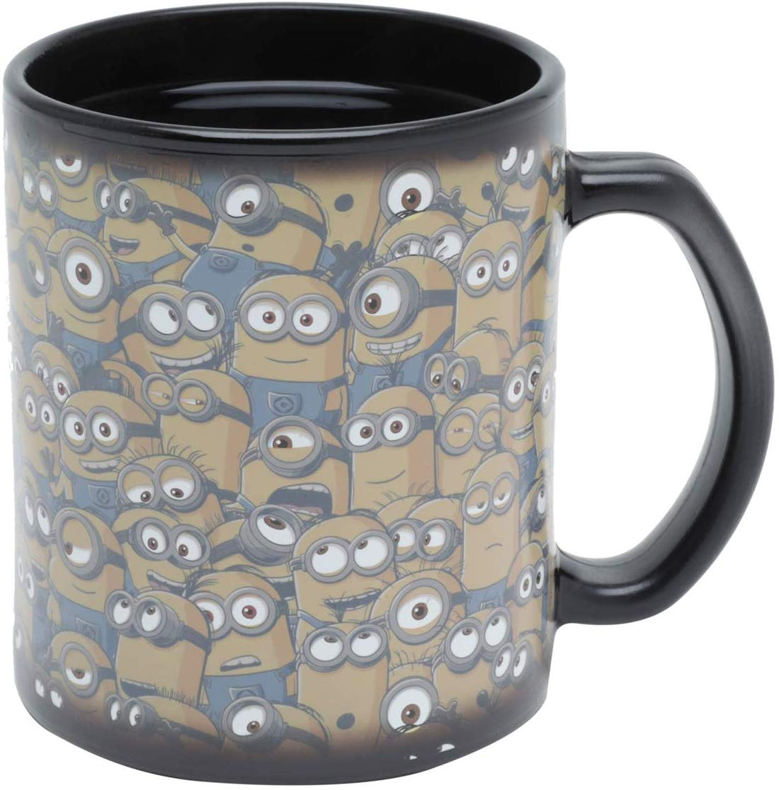 Caneca Vidro Mágica Uvl Minions Characters Preto/Amarelo 8X9.5Cm 330Ml