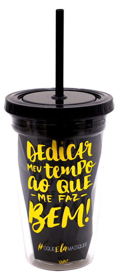 Copo Com Canudo Cristal - O Que Ela Mais Quer