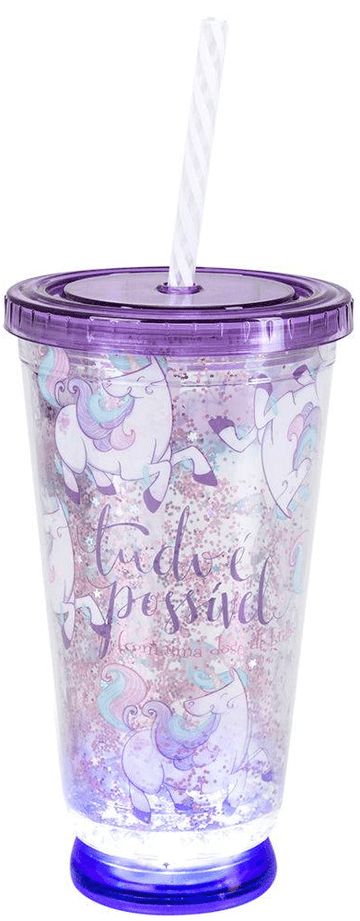 Copo Com Canudo LED - Tudo é Possível