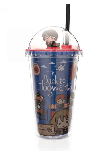 Copo Com Canudo Tampa Domo Harry Potter