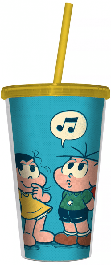 Copo Com Canudo - Turma da Mônica - Magali e Cebolinha