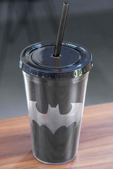 Copo com Tampa e Canudo Batman Logo Transparente