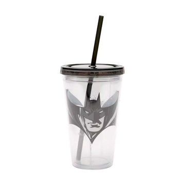 Copo com Tampa e Canudo Batman  Transparente