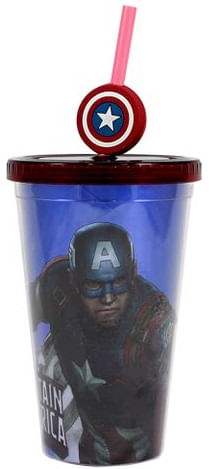 Copo com tampa e canudo - Capitão América