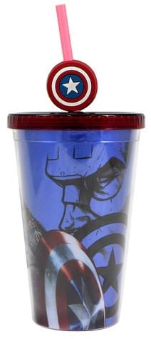 Copo com tampa e canudo - Capitão América