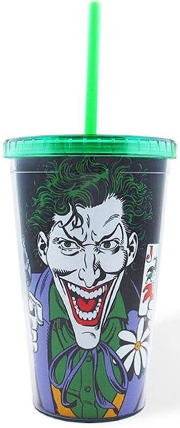 Copo Com Tampa e Canudo - DC Comics - Coringa Baralho