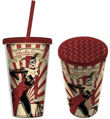 Copo Com Tampa e Canudo - Harley Quinn