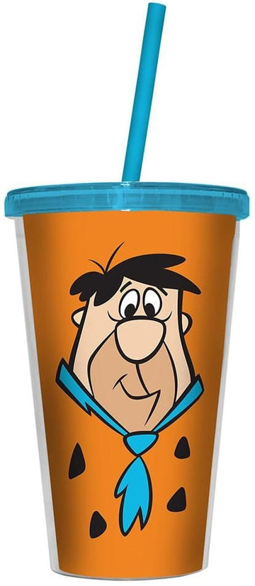 Copo Com Tampa e Canudo - HB Flinstones - Fred