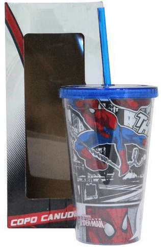 Copo Com Tampa e Canudo - Homem Aranha