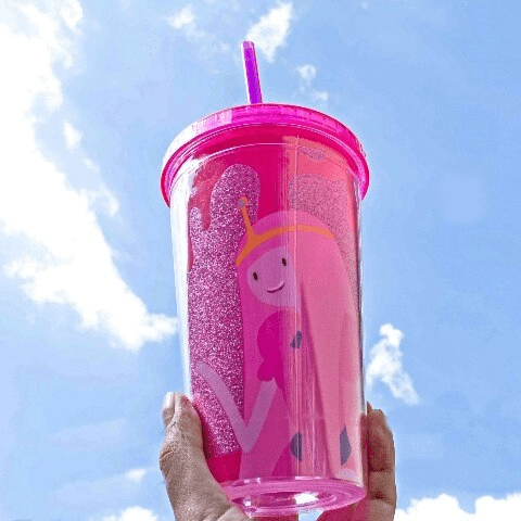 Copo Com Tampa e Canudo - Hora de Aventura - Princesa Jujuba