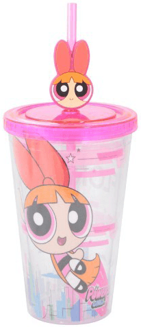 Copo Com Tampa e Canudo - Meninas Super-Poderosas - Florzinha