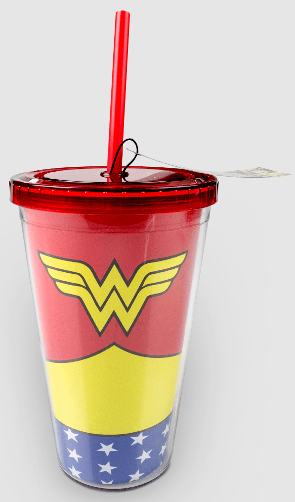 Copo Com Tampa e Canudo - Mulher Maravilha - Body