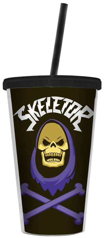 Copo Com Tampa e Canudo - Skeletor - Masters of the Universe
