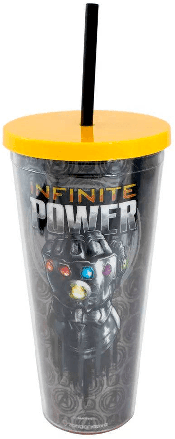 Copo Com Tampa e Canudo - Thanos com Efeito Metálico