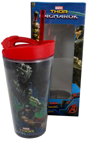 Copo Com Tampa e Canudo - Thor Ragnarok