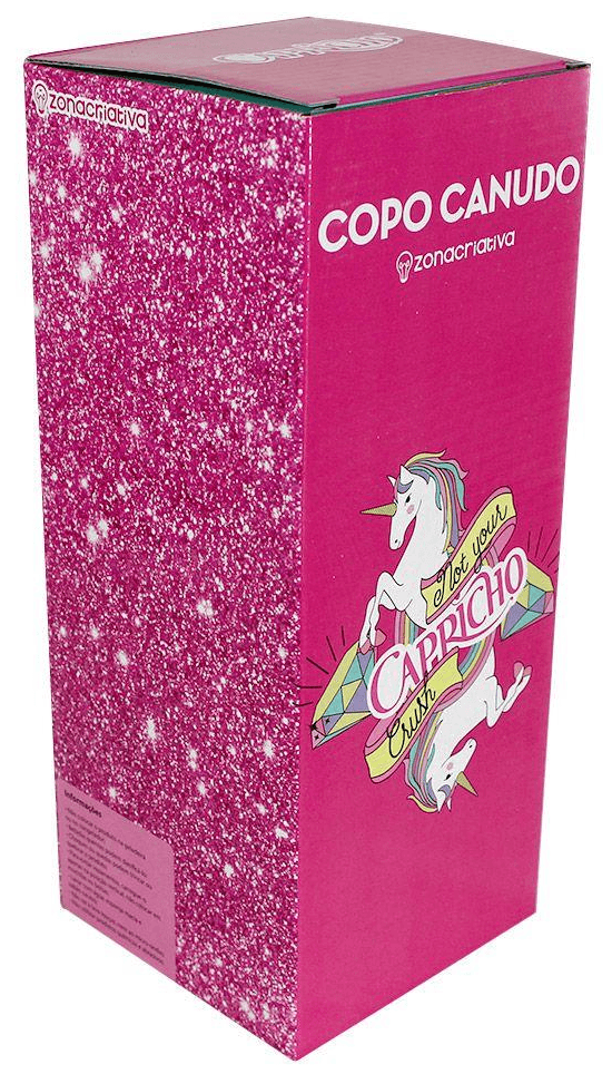 Copo Glitter com Tampa e Canudo - Unicórnio Fofinho