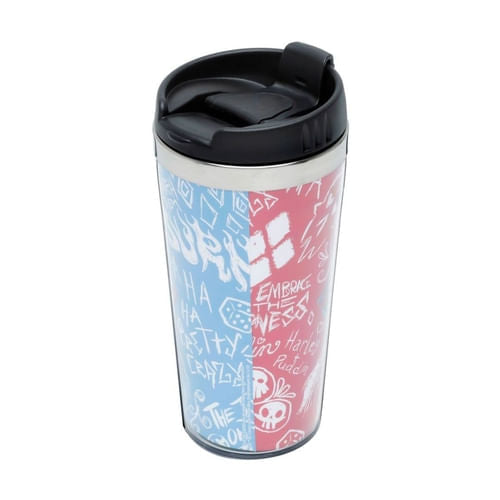 Copo Térmico - Esquadrão Suicida - DC Comics - Arlequina Graffiti Colorido