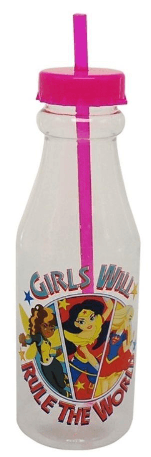 Garrafa de Plástico com Canudo Heroes Girls