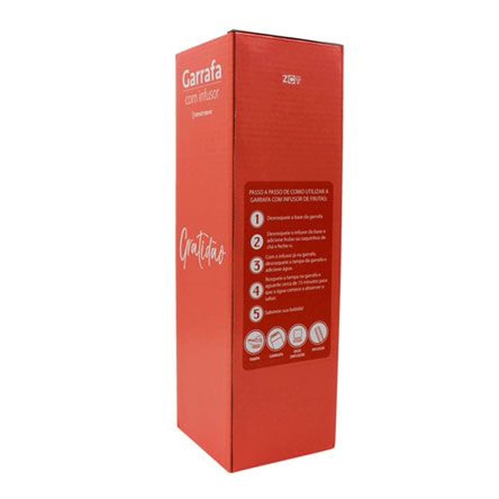 Garrafa de Plástico com Infusor Gratidão