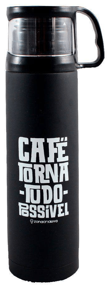 Garrafa Térmica 500 ml com Caneca - Café Torna Tudo Possível