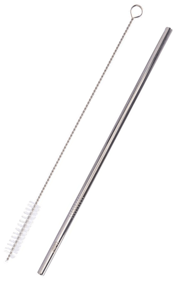 Kit Canudo Metal Com Limpador - Prata