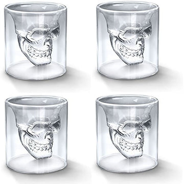 Kit com 4 Copos Shot de Caveira