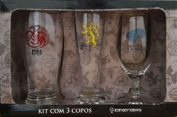 Kit de Copos - Game of Thrones - Lannister, Stark e Targaryen