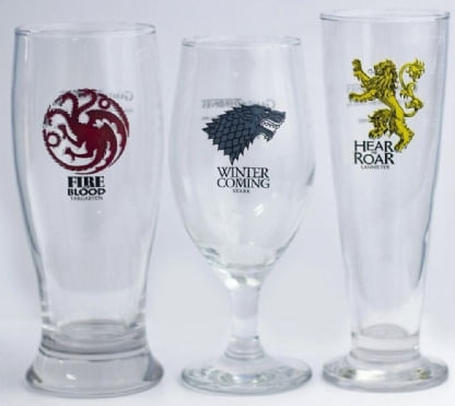 Kit de Copos - Game of Thrones - Lannister, Stark e Targaryen