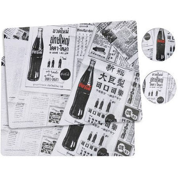 Kit para Mesa (Jogo Americano) - Coca Cola + 2 Porta Copos Jornal em Cortiça